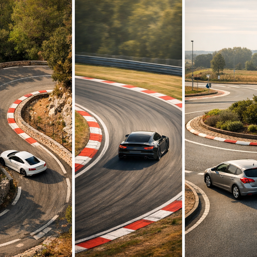 Atelier trois virages : épingle, virage rapide et rond-point