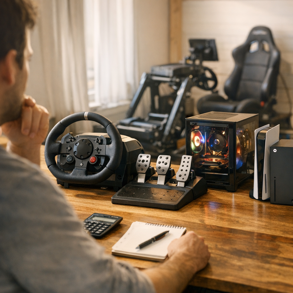 À budget limité, faut-il d’abord acheter un meilleur volant-pédalier, prévoir le coût du PC gamer ou sécuriser la compat