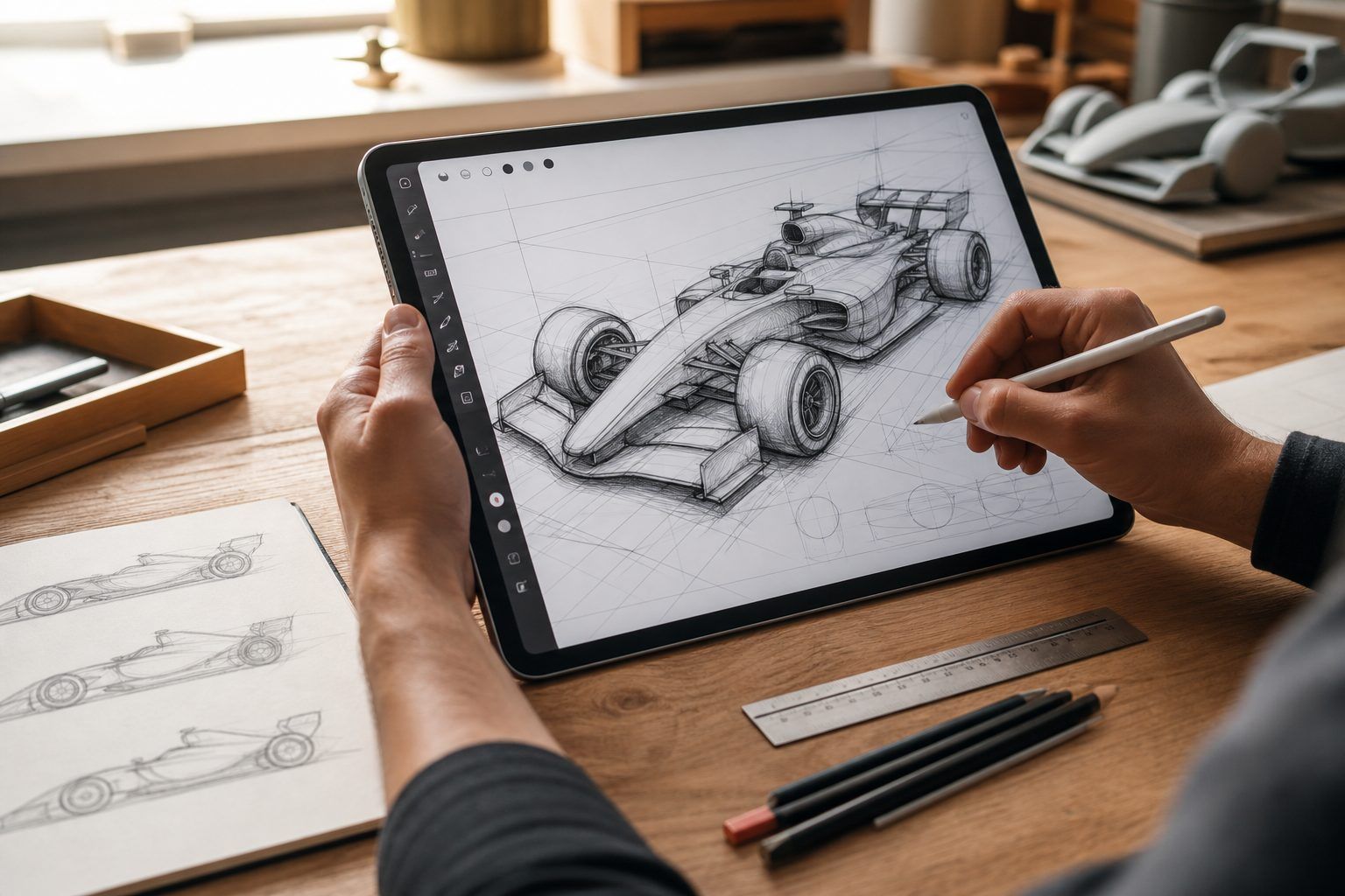 3. Comment construire un croquis de monoplace F1 dans Procreate sans recopier les logos&nbsp;?
