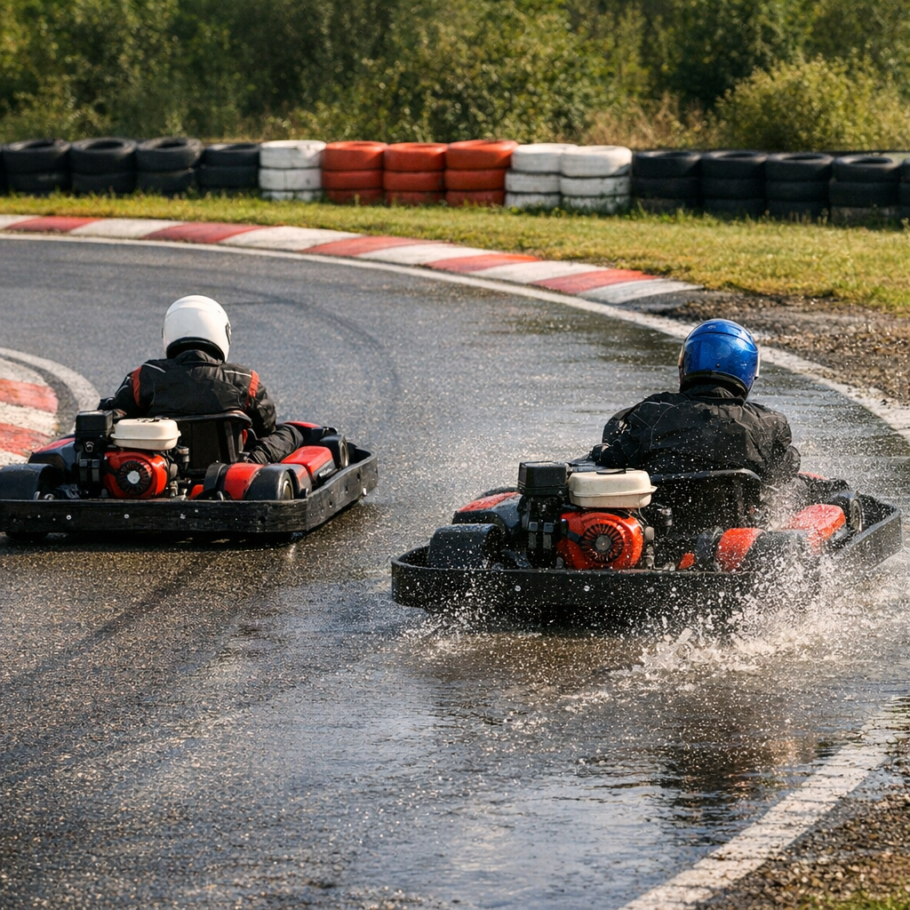 Cas terrain : trajectoire sèche contre trajectoire pluie en kart loisir 390cc