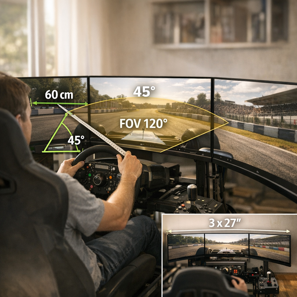 Mesurer avant d’acheter : distance, angle, FOV et exemple en 3x27 pouces