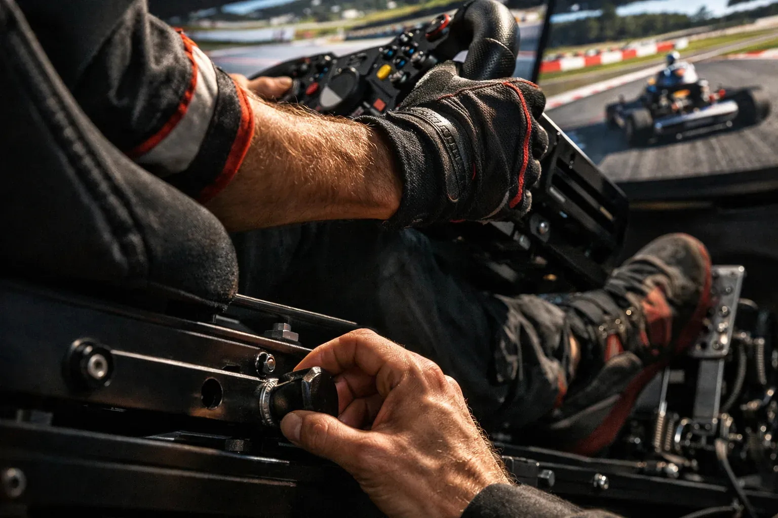 La position de conduite sur simulateur se règle par étapes