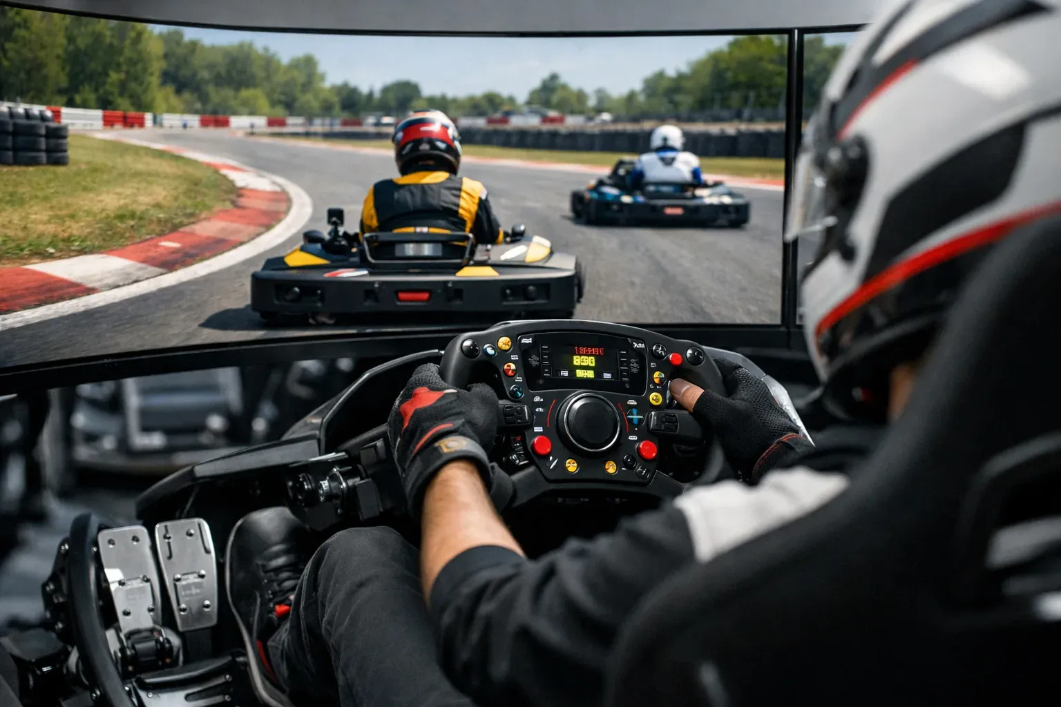 Le dépassement en karting loisir se prépare avant l’attaque