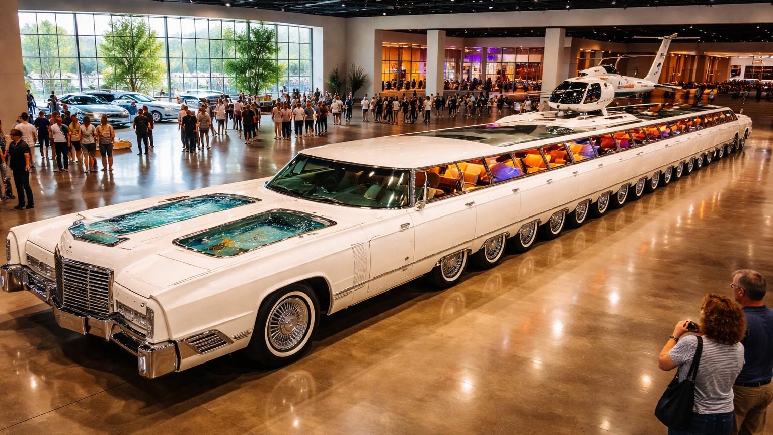 30,5 mètres, 26 roues, une piscine et un héliport : l'American Dream, plus longue voiture du monde, a été restaurée et trône désormais dans un musée en Floride