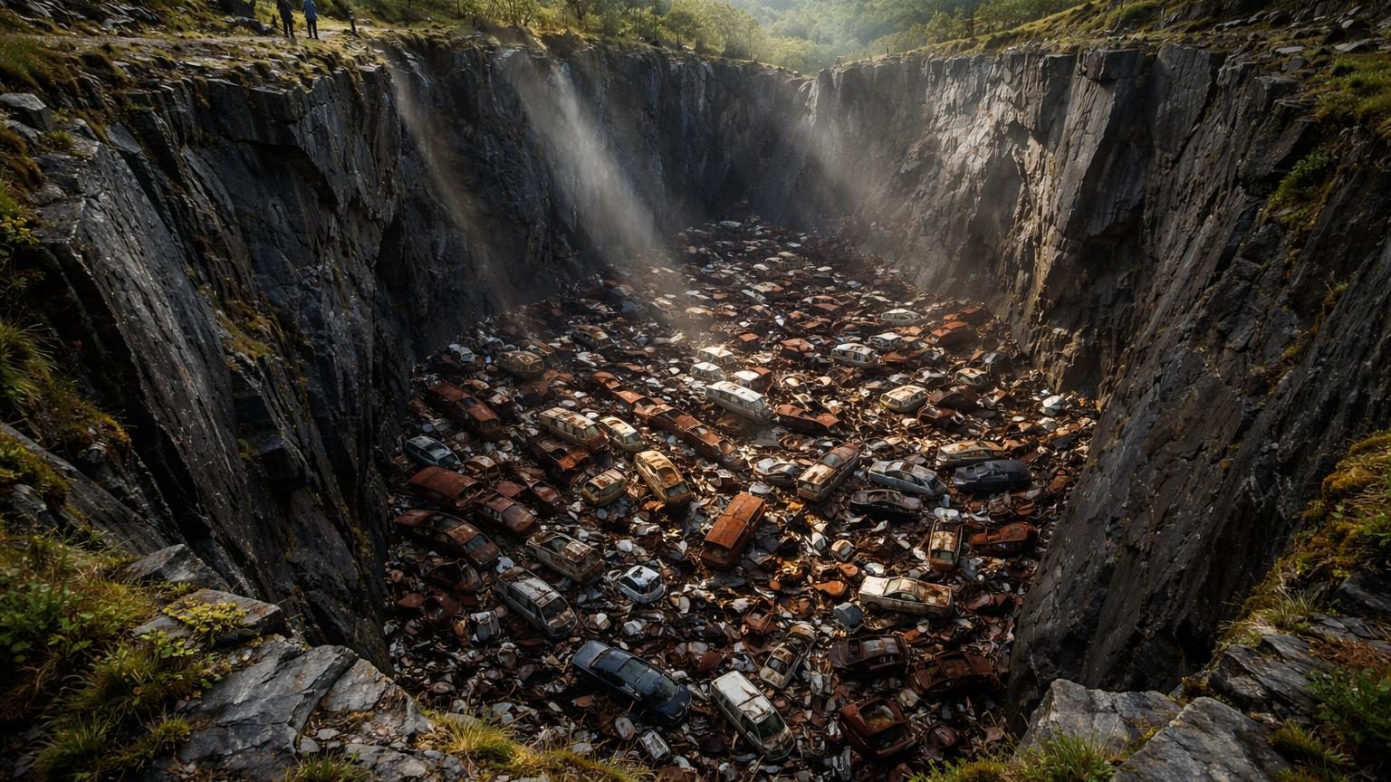 Des centaines de voitures au fond d'un gouffre de 30 mètres : au pays de Galles, la « Caverne des âmes perdues » a servi de décharge sauvage dès les années 1960