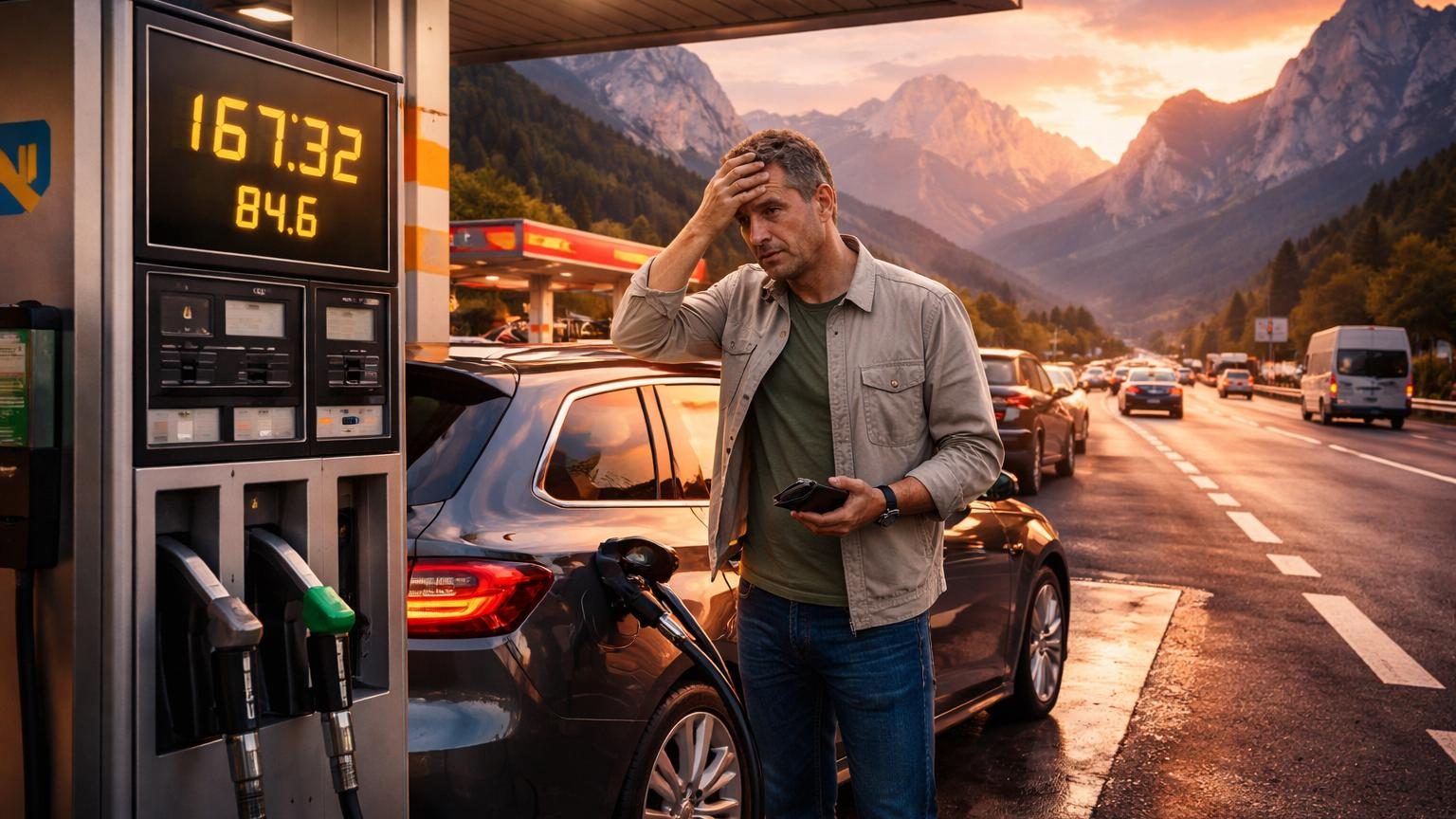 Le litre à 3 euros, c'est déjà arrivé en Italie et en Allemagne : un diesel premium affiché à 3,159 euros sur l'autoroute A22, près de Bolzano