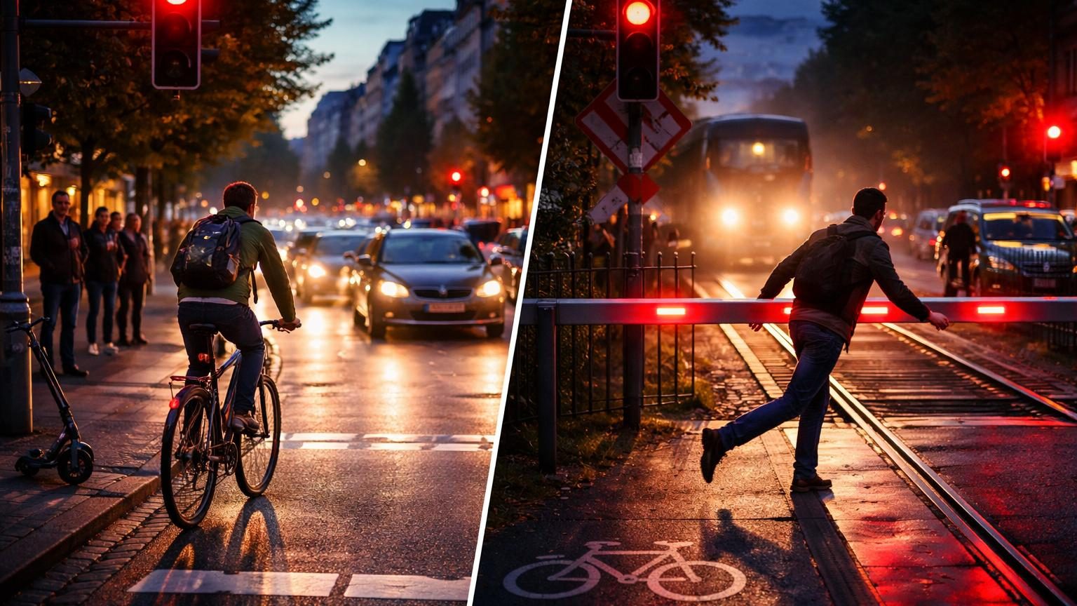 Pas besoin de conduire pour perdre des points en Allemagne : feu rouge grillé à vélo, 100 euros et 1 point, barrière de passage à niveau contournée à pied, 350 euros