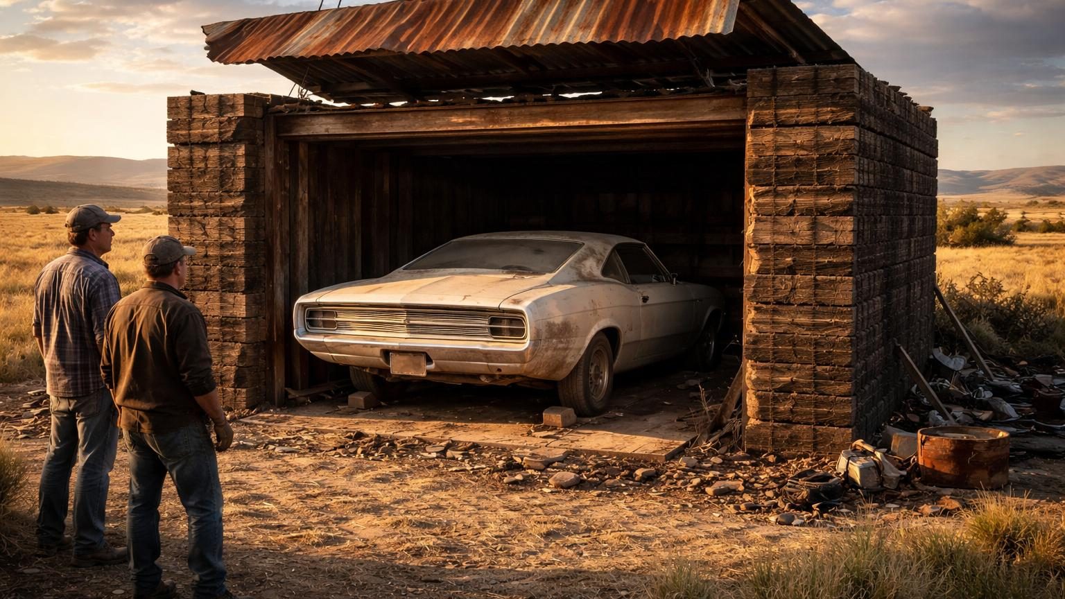 Une « tombe » en traverses de chemin de fer dans le Wyoming (États-Unis) : cette rare Ford Torino de 1968 y a dormi 50 ans et ses pneus tenaient encore l'air