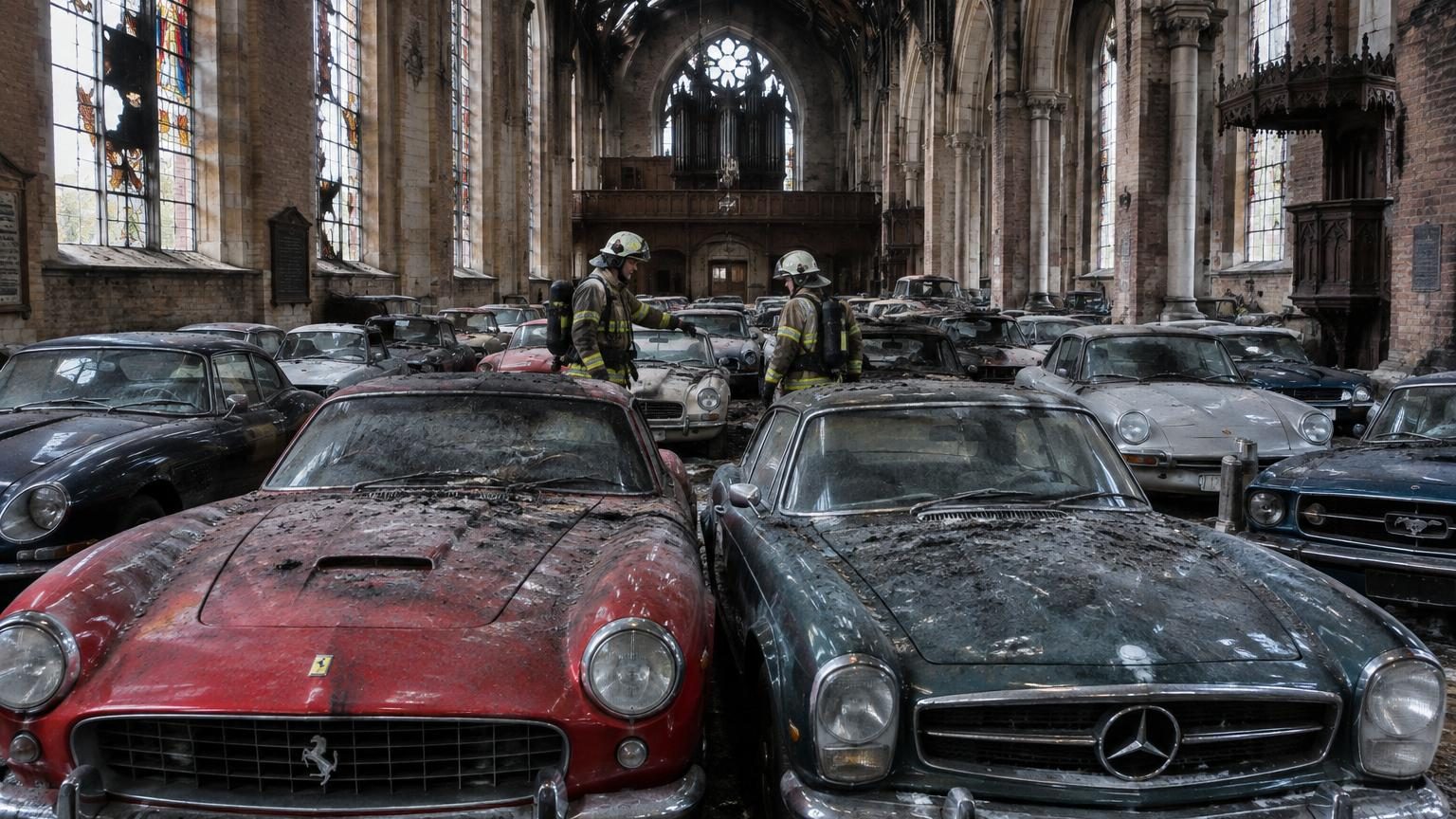 230 voitures rares entassées dans une église abandonnée : c'est un incendie qui a révélé la collection secrète