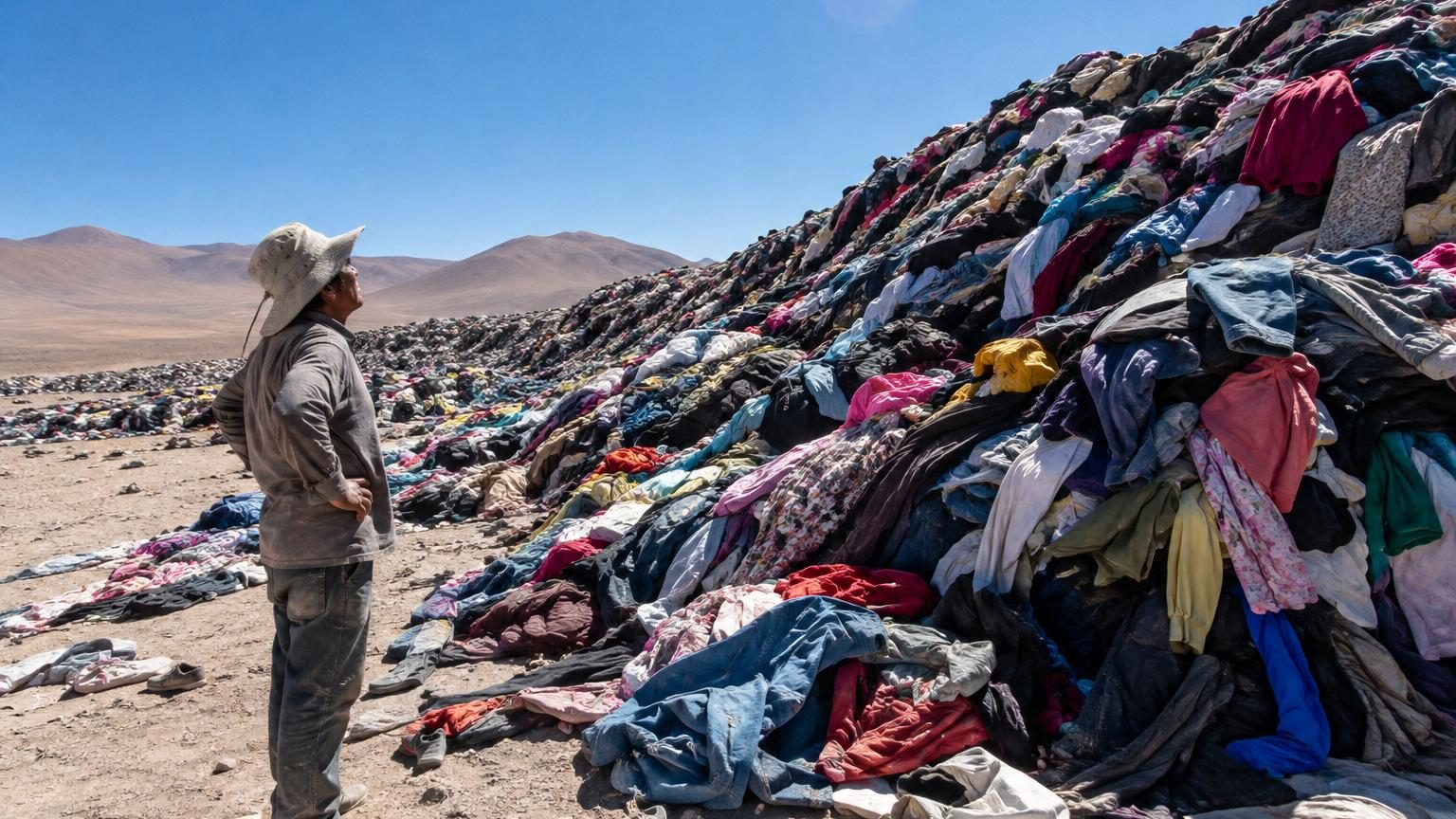60 000 tonnes de vêtements venus d'Europe s'entassent dans le désert d'Atacama : la montagne est désormais visible depuis l'espace