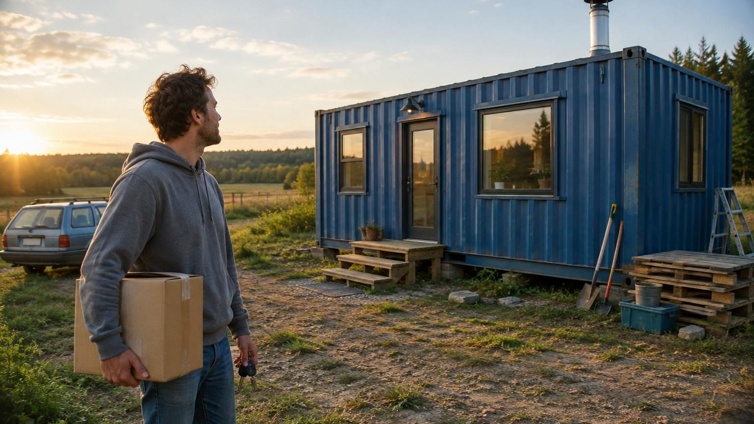À 28 ans, il quitte son appartement pour vivre sur un terrain avec un simple conteneur : ses dépenses mensuelles chutent de façon spectaculaire