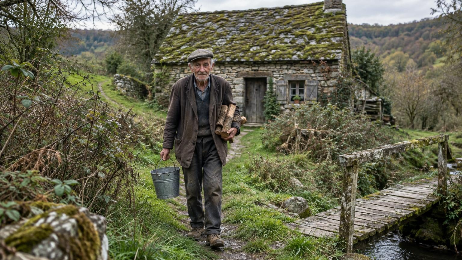 À 92 ans, il vit seul et sans électricité au bout d'un chemin : trois gestes simples rythment désormais ses journées