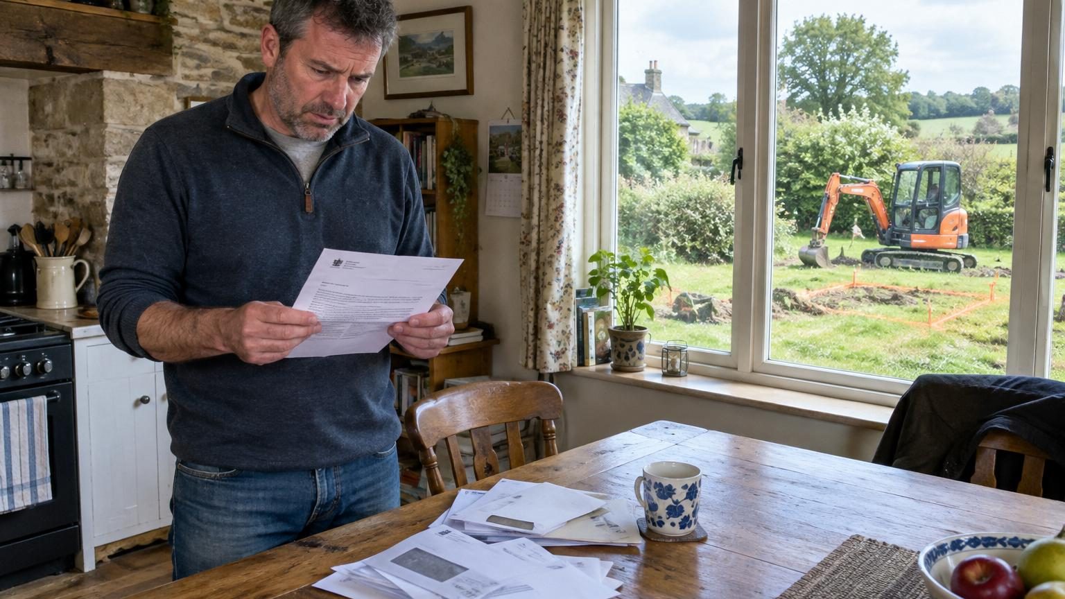 À la campagne, douze mois après l’achat d’une maison rurale, le propriétaire reçoit un courrier : son installation enterrée doit être refaite