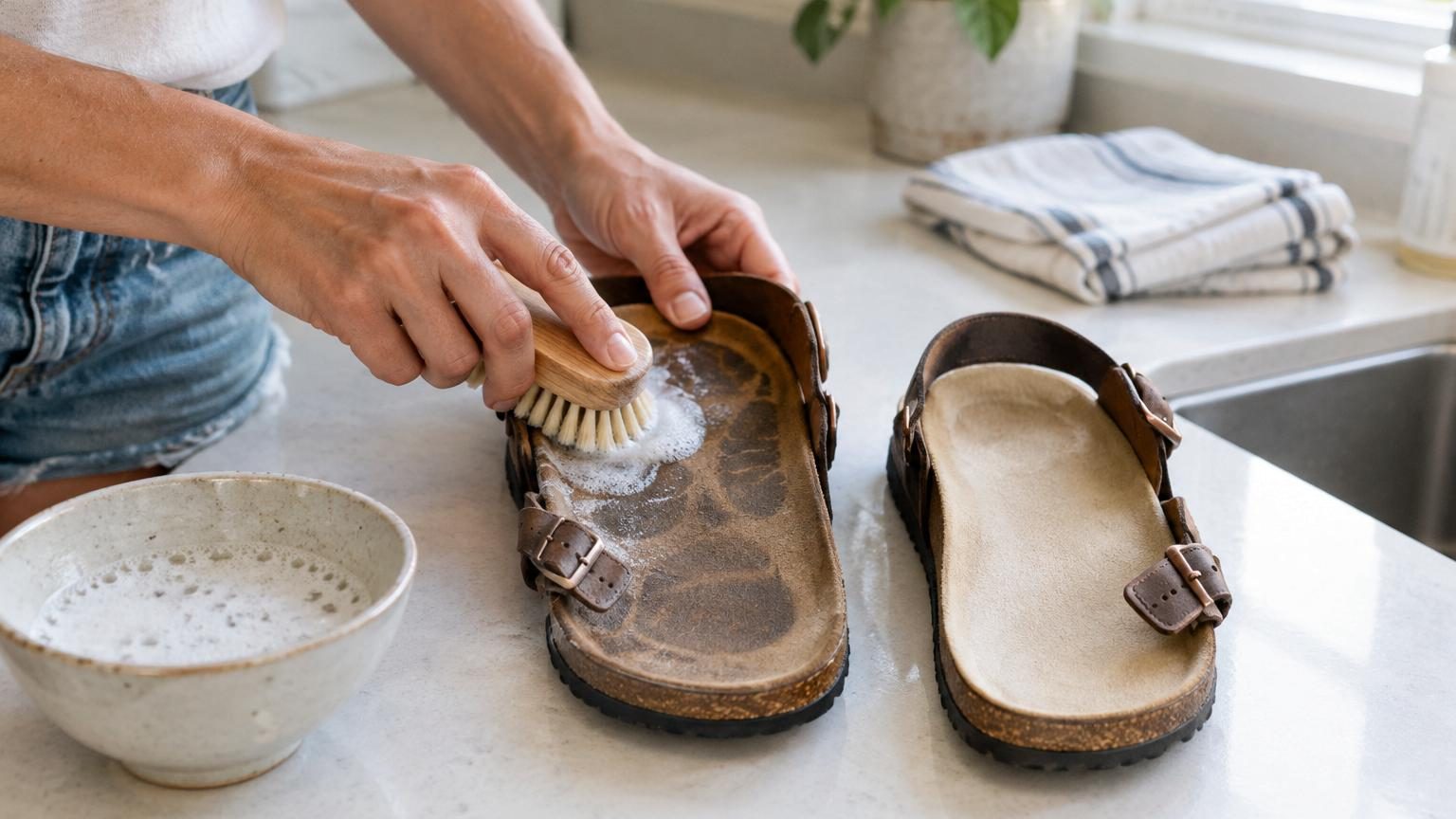 Adieu les marques de pieds sur vos sandales : cette astuce facile permet de les nettoyer et de leur redonner un aspect neuf