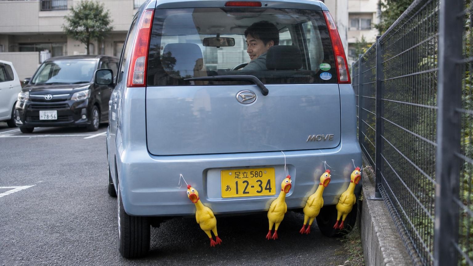 Au Japon, ils remplacent les radars de recul par un poulet en caoutchouc qui crie : voici ce que ça donne vraiment