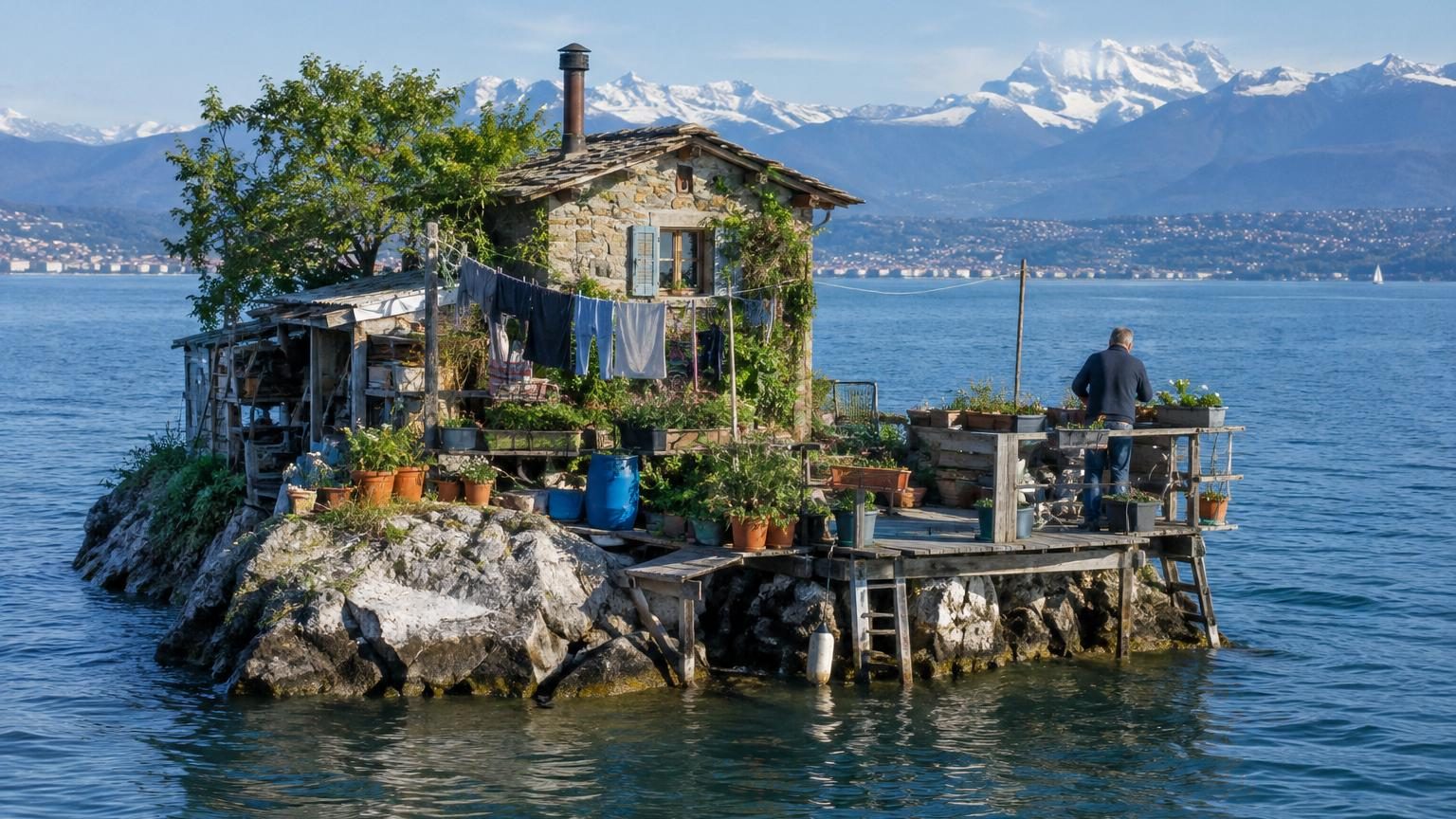 Au milieu du lac Léman, une île de 40 m² existe depuis plus d'un siècle : son unique occupant l'a recouverte jusqu'au dernier centimètre