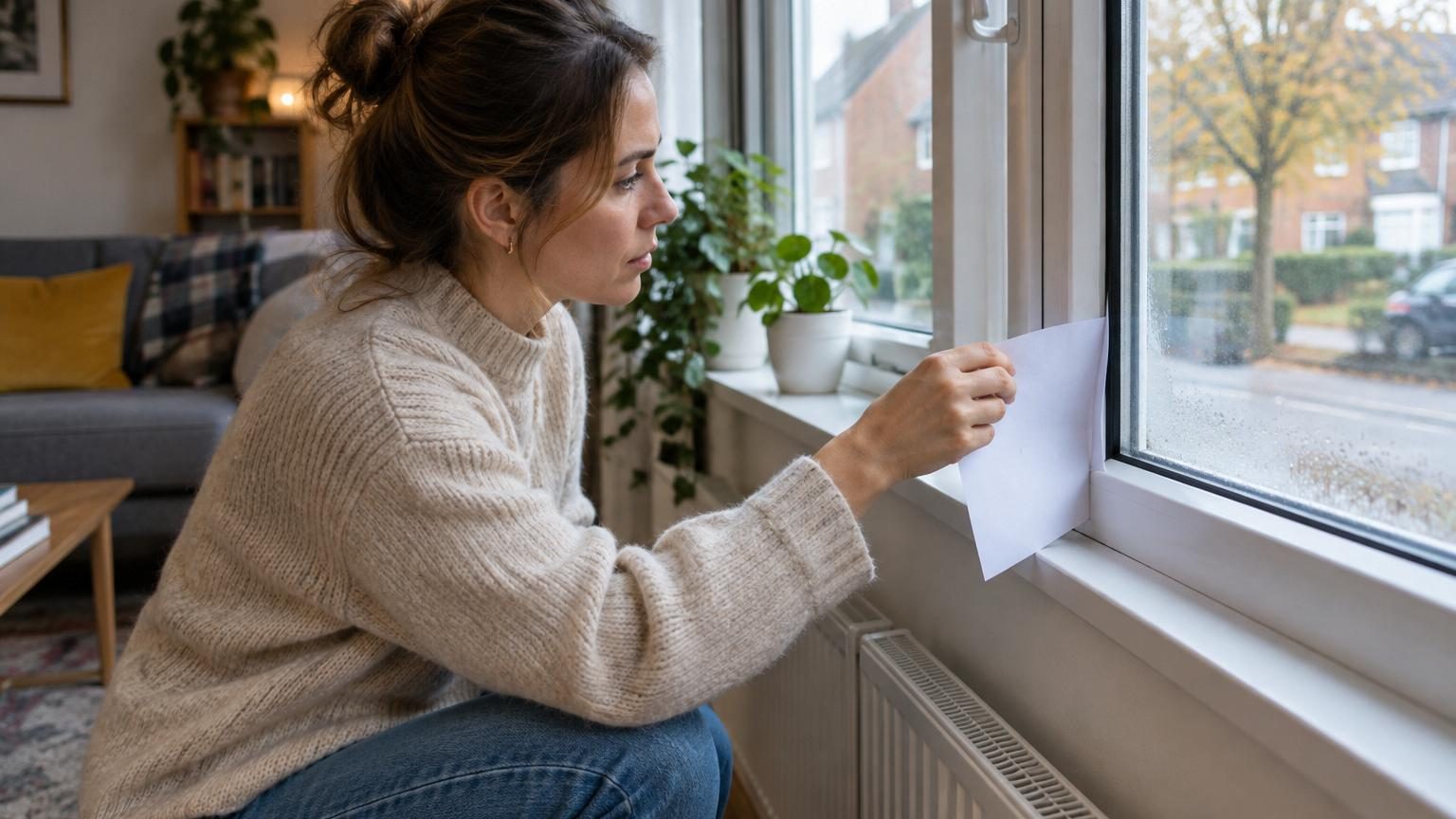 Avant l’hiver, elle place une feuille de papier sous ses fenêtres : en quelques secondes, elle repère les endroits où la maison laisse passer l’air