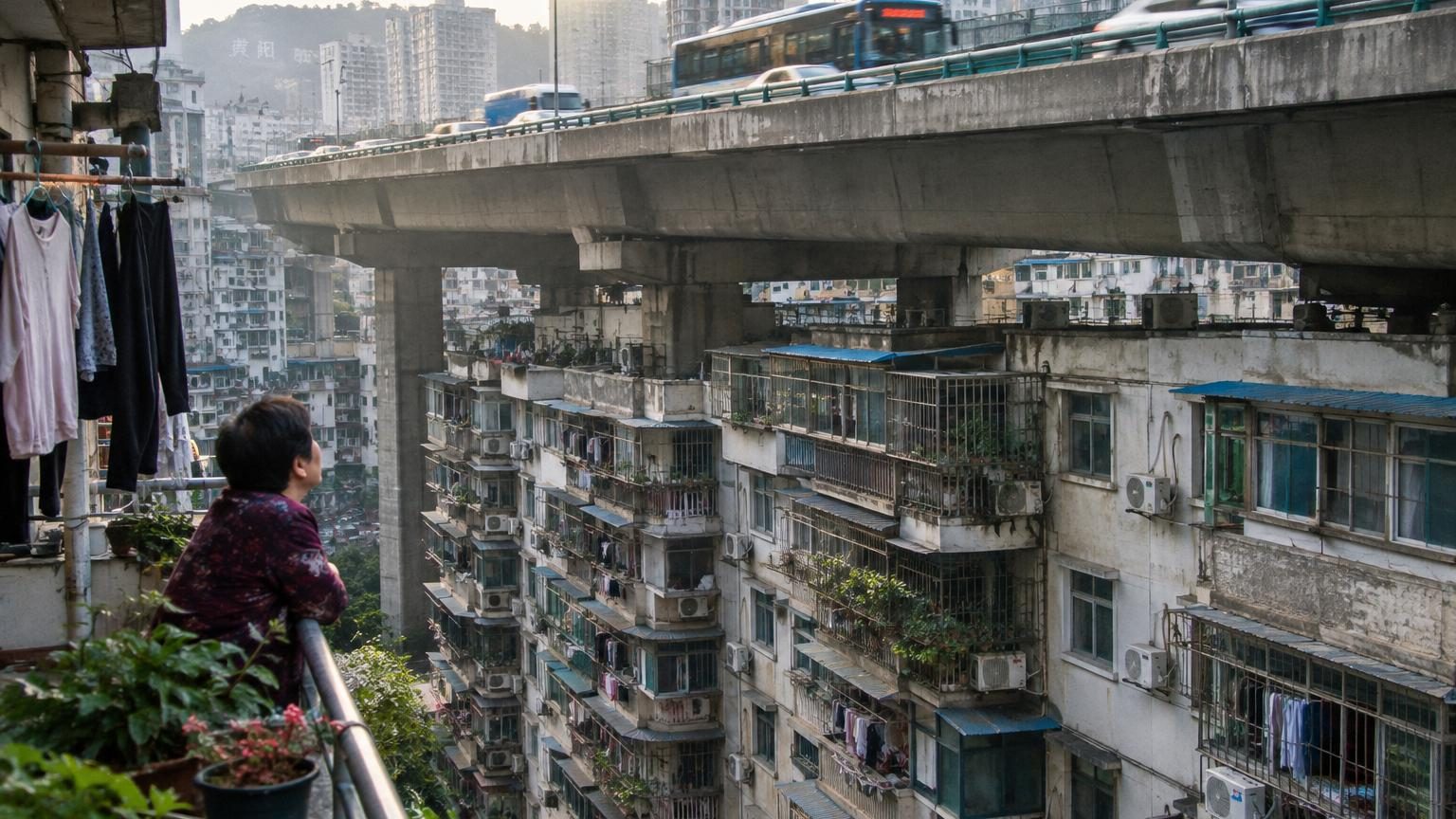 Cette autoroute suspendue passe juste au-dessus d'une douzaine d'immeubles : voici à quoi ressemble la vie des habitants
