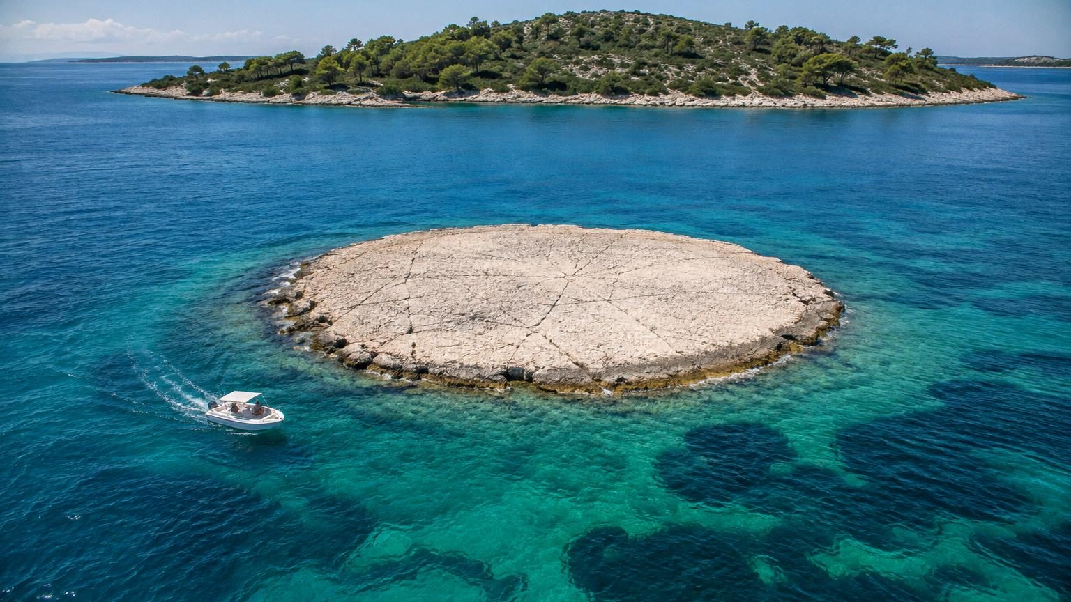 Cette île croate plate comme une assiette ressemble à une empreinte digitale : elle n'a pas un seul arbre