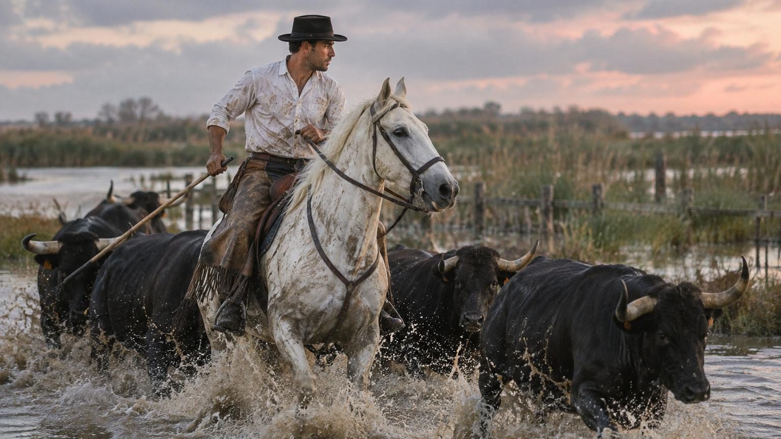 Chevaux blancs, taureaux noirs et vastes marais : derrière l'image de carte postale de la Camargue se cache une tradition bien plus surprenante