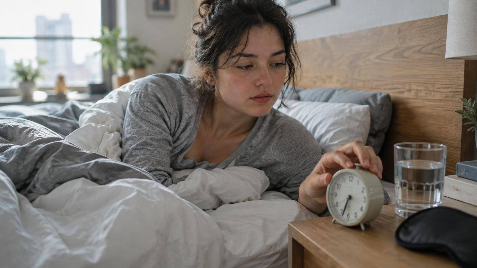 Personne endormie dans un lit éclairé par une lumière douce, symbolisant le sommeil optimal et la durée recommandée par la science moderne.