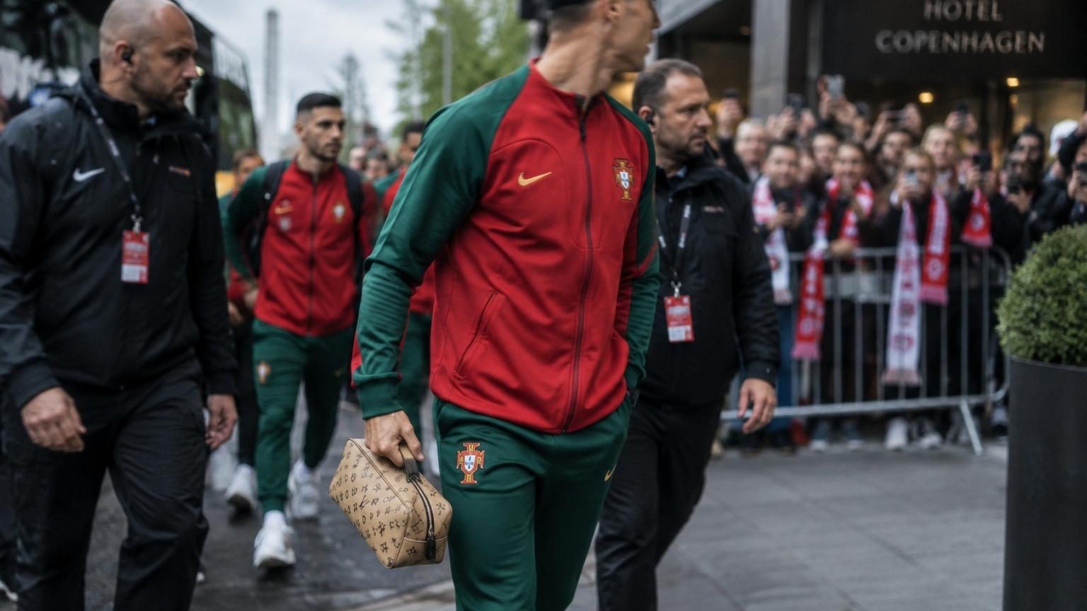 Cristiano Ronaldo débarque au Danemark avec une simple trousse de toilette Gucci à 1 200 € : ce n'est pas un hasard