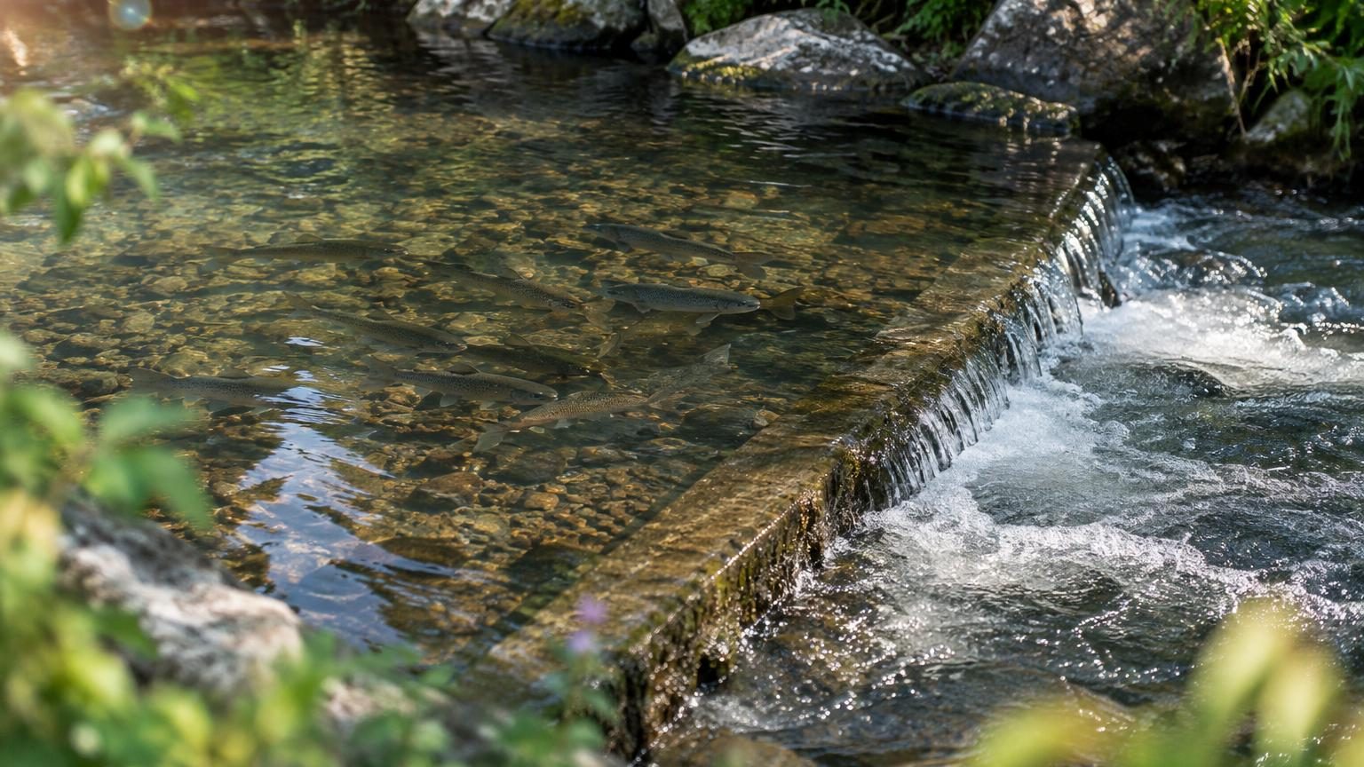 Dans une rivière, quelques centimètres de hauteur suffisent à modifier complètement le parcours emprunté par certains poissons