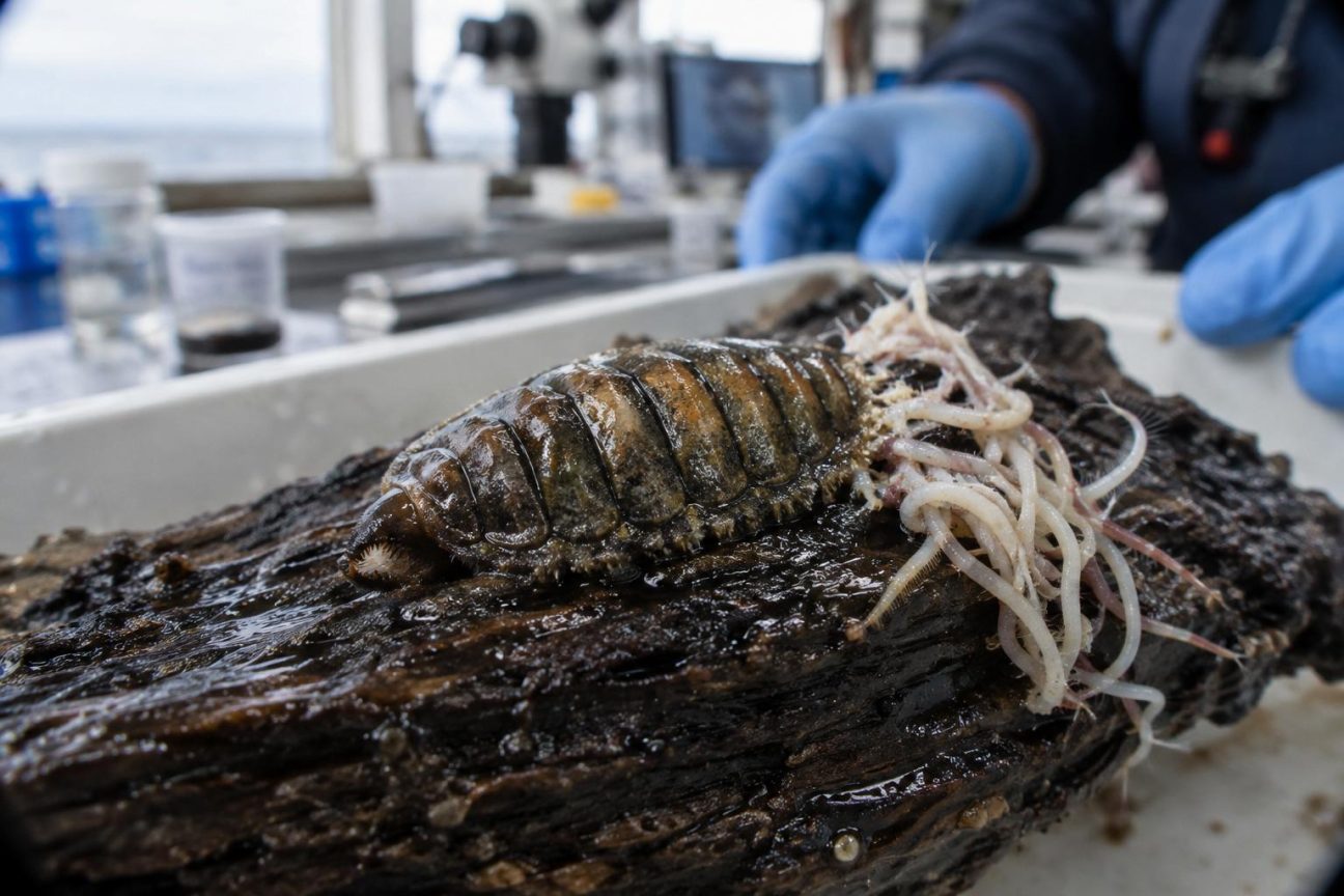 Découvert au large du Japon : ce mollusque des abysses a une langue de fer et des vers qui mangent ses excréments