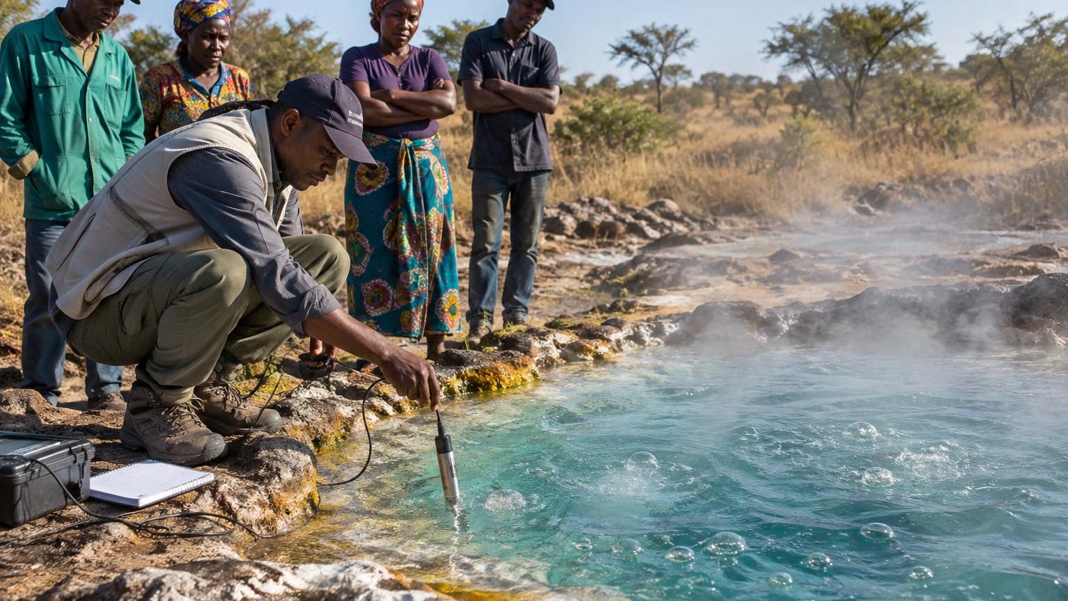Des bulles de gaz dans des sources chaudes de Zambie : les scientifiques y voient la naissance possible d'une nouvelle frontière de plaques sous l'Afrique