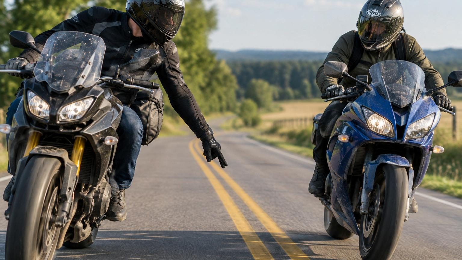 Deux doigts pointés vers le bas : ce que les motards se disent sur la route sans jamais s'arrêter