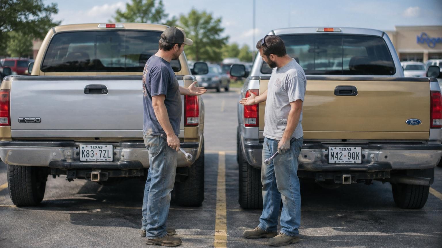 Deux inconnus se croisent sur un parking et repèrent leurs hayons de Ford F-250 dépareillés : un problème vieux de 20 ans réglé en quelques minutes