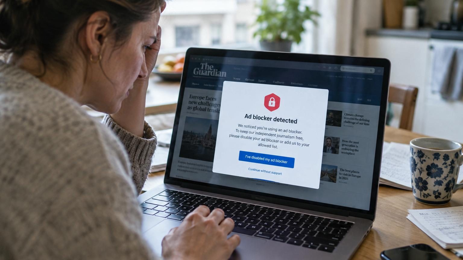 Capture d'écran d'un portail de confidentialité DPG Media Privacy Gate bloquant l'accès à un article d'actualité, avec options d'acceptation ou de refus des données personnelles.