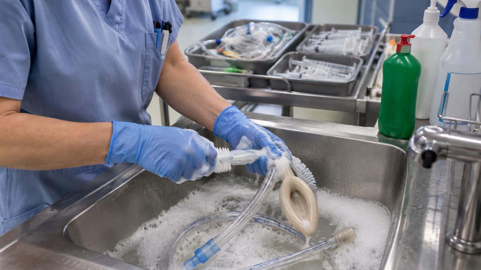 Du liquide vaisselle aussi efficace qu'un désinfectant hospitalier sur du matériel médical usagé : ce que révèle une nouvelle étude