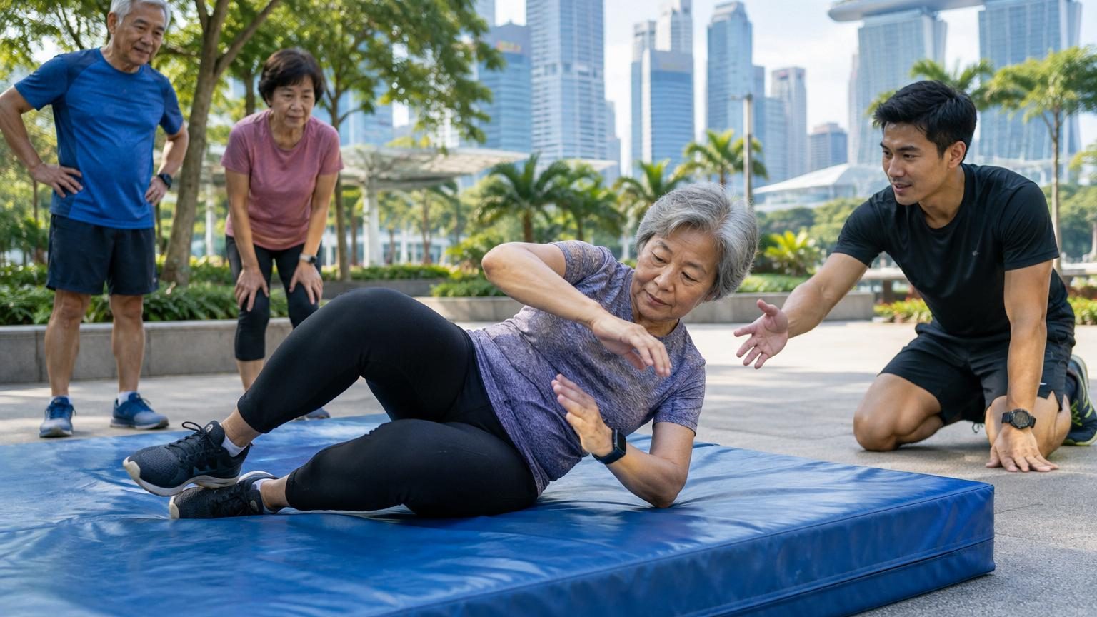 Du parkour à 70 ans : à Singapour, des seniors apprennent à tomber sans se blesser