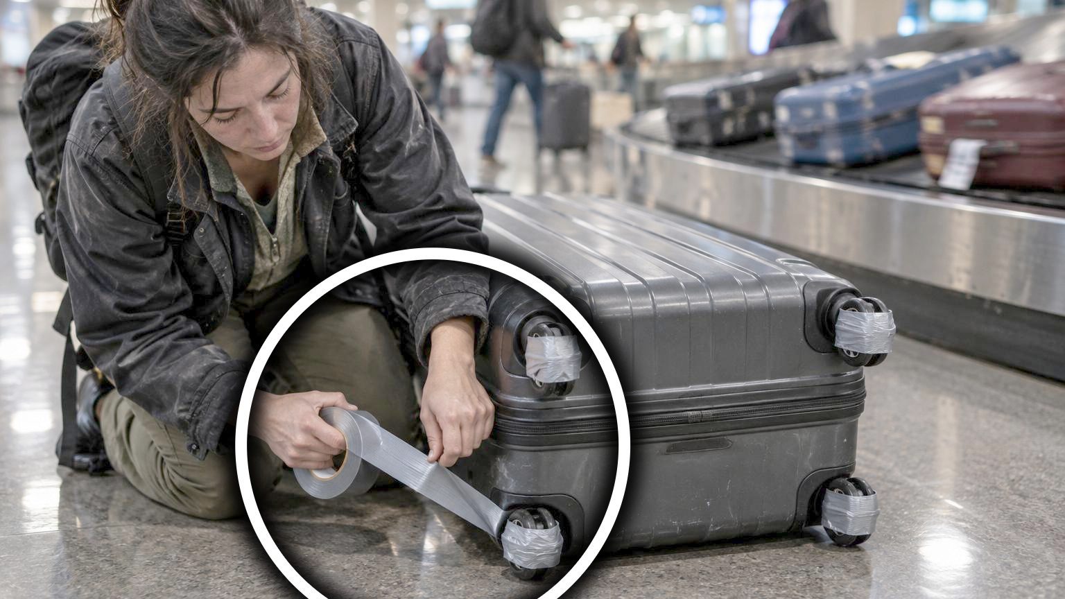 Du ruban adhésif sur les roulettes de sa valise avant chaque vol : voici l'effet au retour et pourquoi tout le monde le recommande