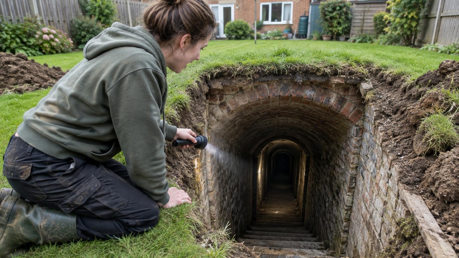 Elle creuse dans son jardin et tombe sur un abri anti-bombes de 1939 : 48 mètres de galeries intactes sous sa pelouse