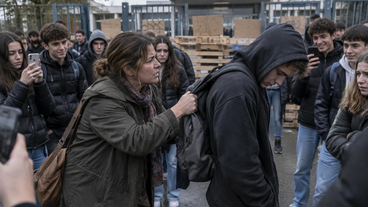Elle débarque au blocus du lycée pour récupérer son fils devant tout le monde : la vidéo de la scène tourne mal pour l'adolescent