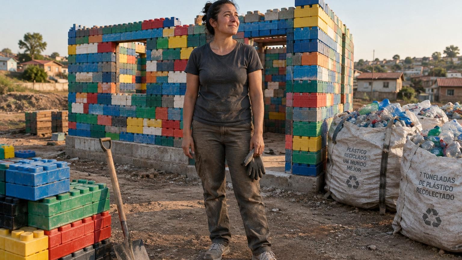 Elle économise pendant 9 ans pour acheter son terrain : 7 tonnes de plastique recyclé et 850 blocs plus tard, sa maison sort de terre