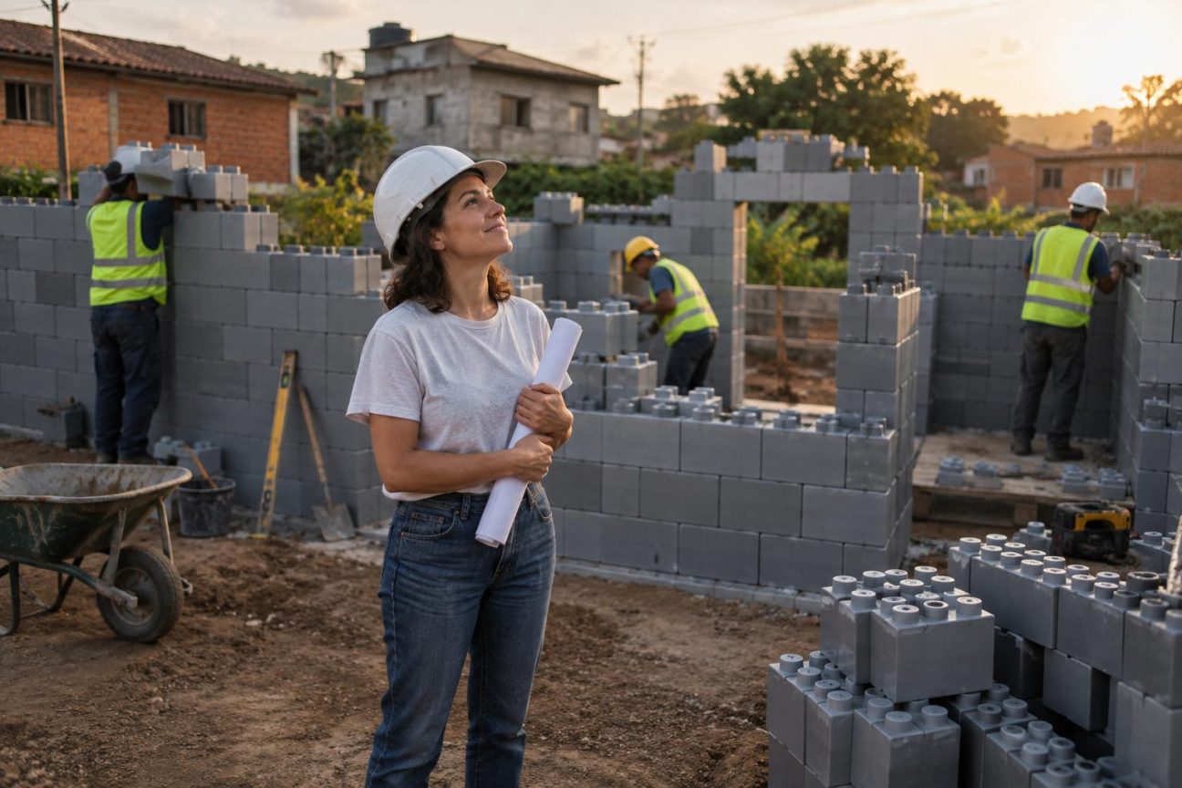 Elle économise pendant 9 ans pour acheter son terrain : sa maison est bâtie avec 850 blocs faits de 7 tonnes de plastique recyclé