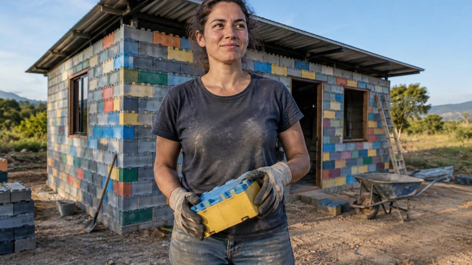 Elle économise pendant 9 ans pour s'offrir un terrain : sa maison est bâtie avec 850 blocs faits de 7 tonnes de plastique recyclé