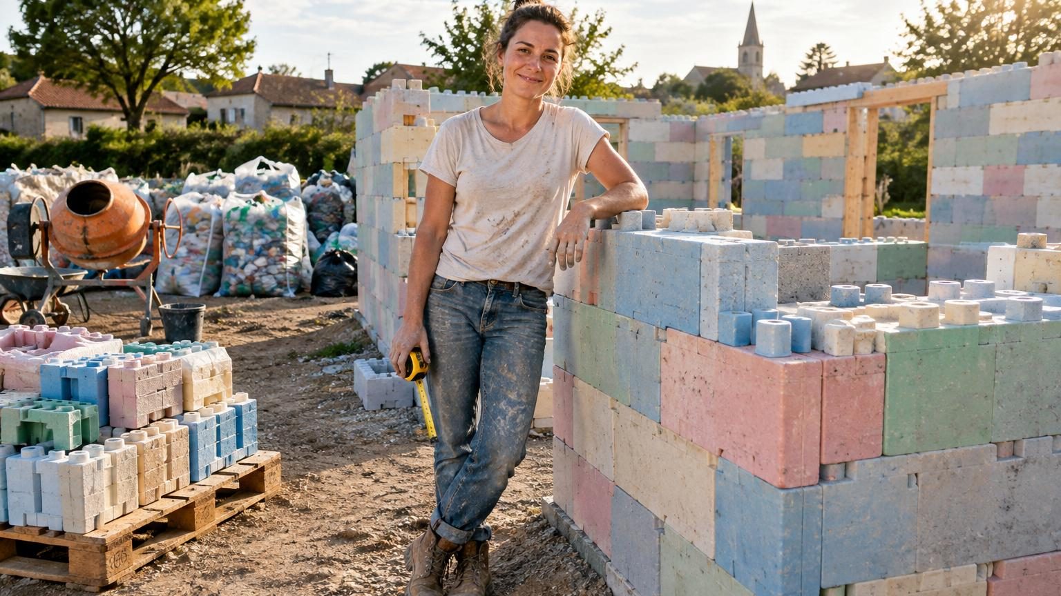 Elle épargne pendant neuf ans pour acheter un terrain : sa maison sort de terre avec 850 blocs issus de 7 tonnes de plastique recyclé