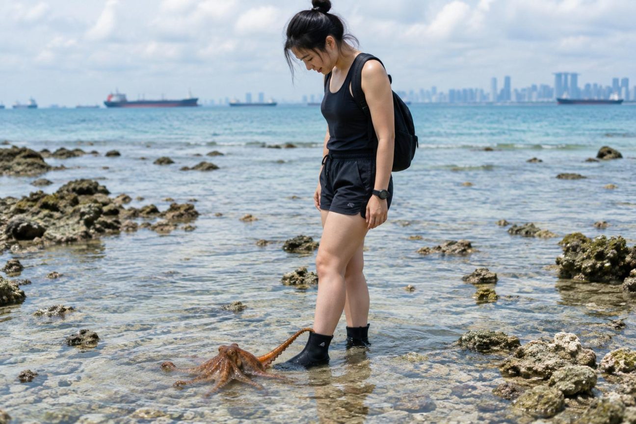 Elle libère une pieuvre coincée sur la plage : quelques secondes plus tard, l'animal pose ses tentacules sur son pied