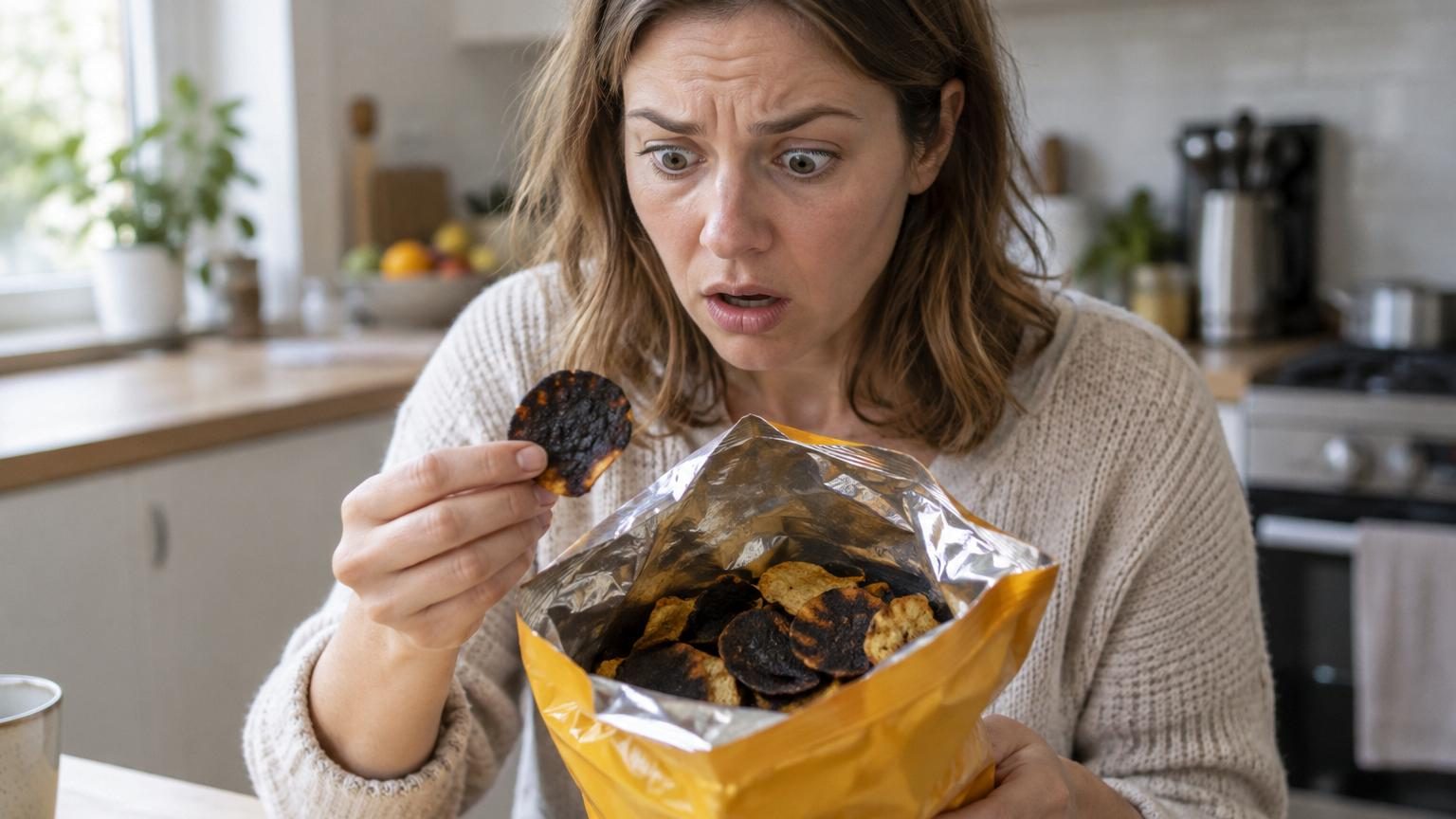 Elle ouvre son paquet de chips et découvre des morceaux tout noirs : la réponse de la marque surprend