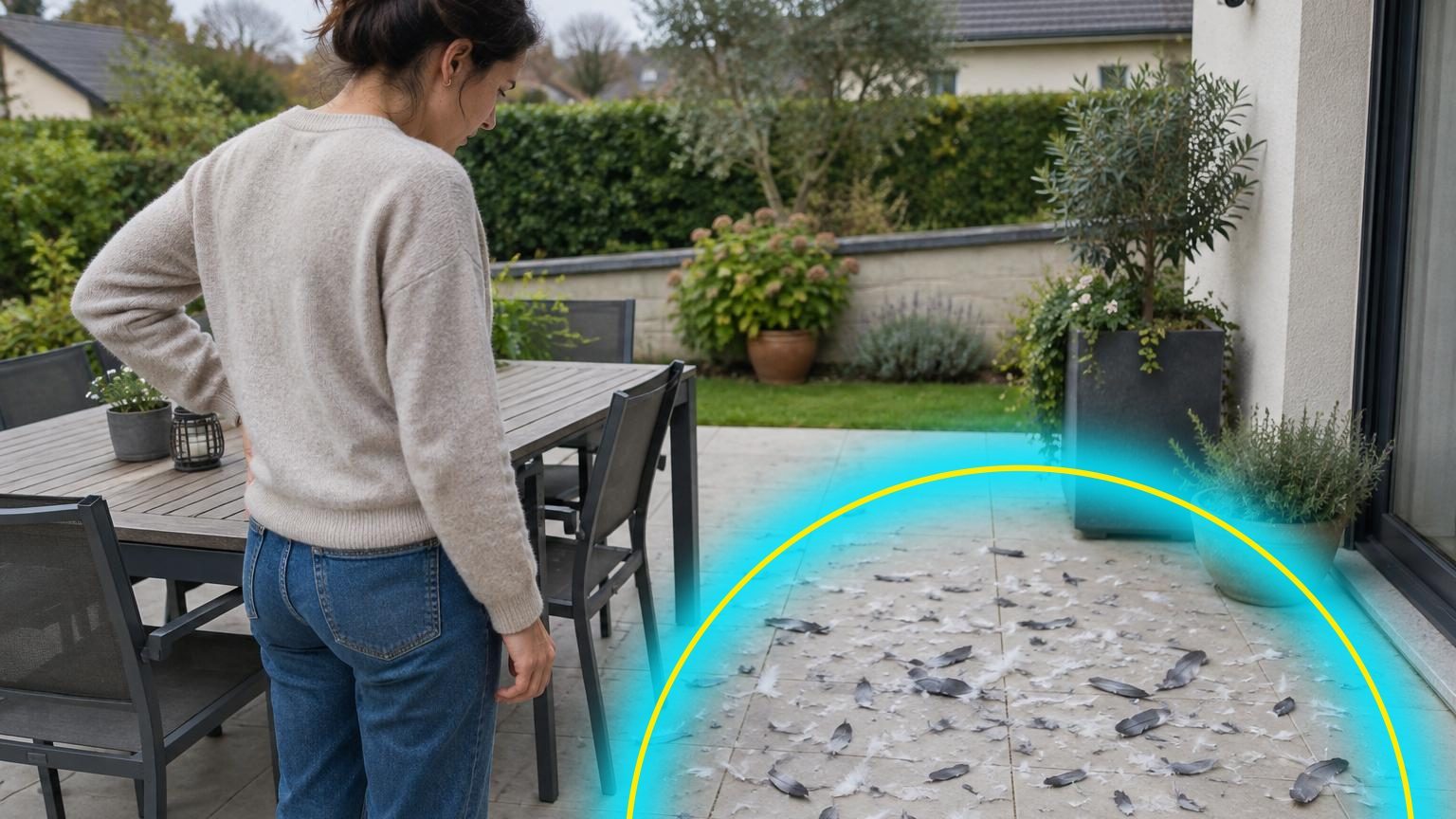 Elle retrouve des plumes autour de sa terrasse tous les matins : après avoir installé une caméra, elle comprend ce qui se passe