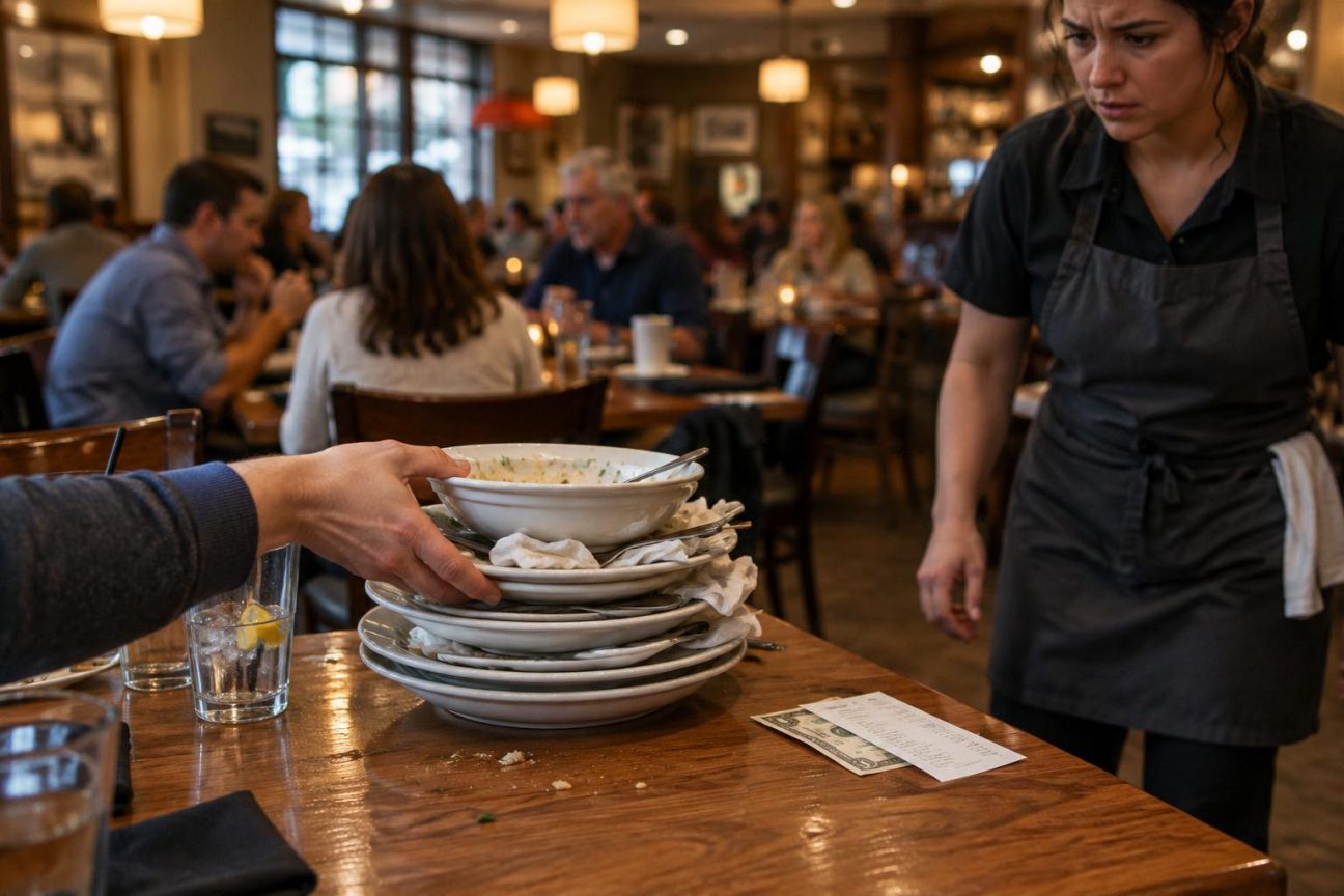 Empiler ses assiettes avant de quitter la table du restaurant : ce que les serveurs pensent vraiment de ce geste poli