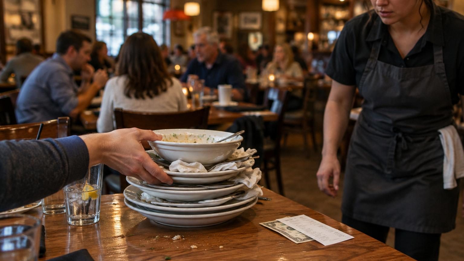 Empiler ses assiettes avant de quitter la table du restaurant : ce que les serveurs pensent vraiment de ce geste poli