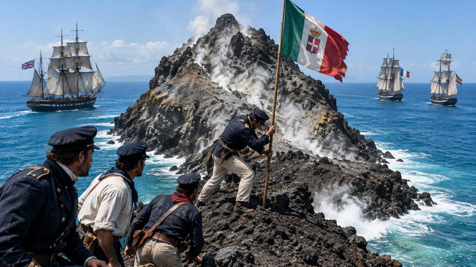 En 1831, une île surgit au large de la Sicile : trois pays y plantent leur drapeau, elle disparaît moins de six mois plus tard
