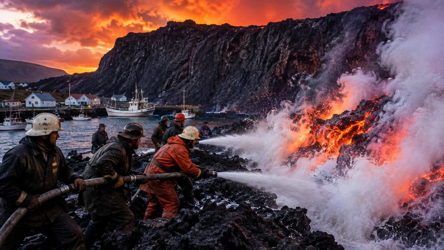En 1973, une île islandaise arrose un volcan à l'eau de mer : la lave finit par former des murs de 30 mètres de hauteur