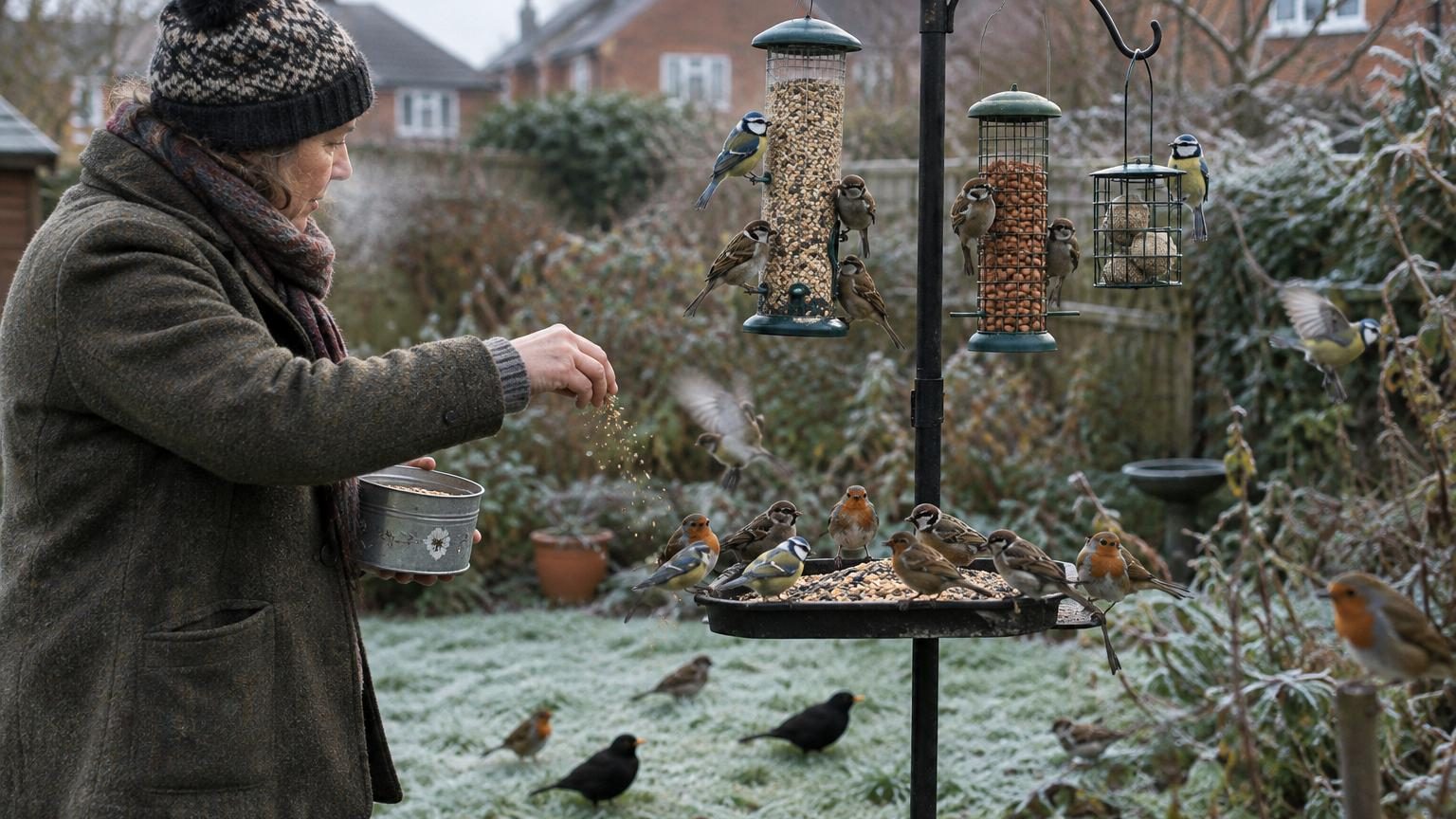 En Angleterre, les jardins restent pleins d&rsquo;oiseaux en plein hiver : ce n&rsquo;est pas le climat, c&rsquo;est leur façon de les nourrir