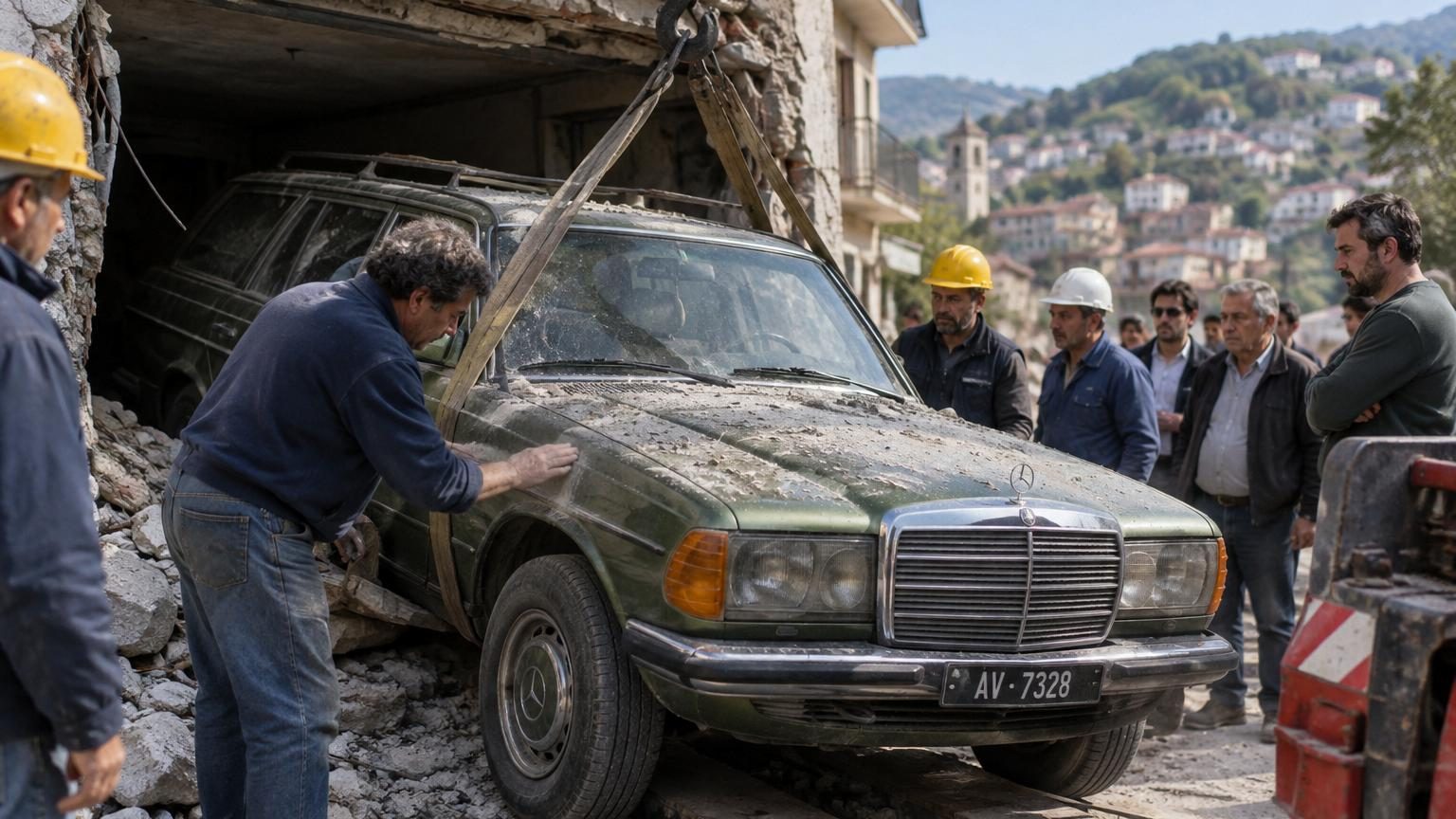 Enfouie sous les décombres d'un séisme pendant près de 40 ans : cette Mercedes ressort avec 6 100 km et affole les enchères